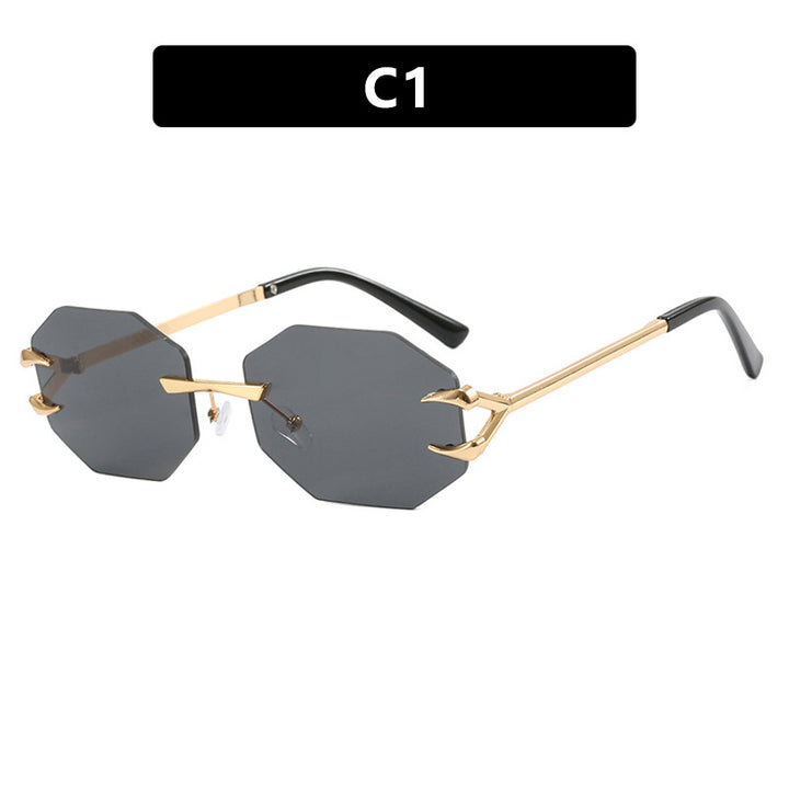 Damen geometrische Sonnenbrille mit modernem Metallrahmen Karnz