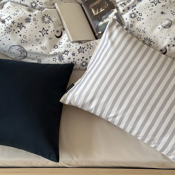 Bettbezug-Set aus Baumwollsatin mit Boho-Ethno-Muster und Wendefunktion