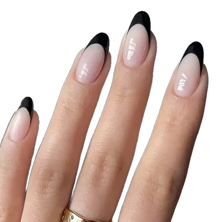 Elegante schwarze French Tip Acryl-Nagelverzierung Karnz