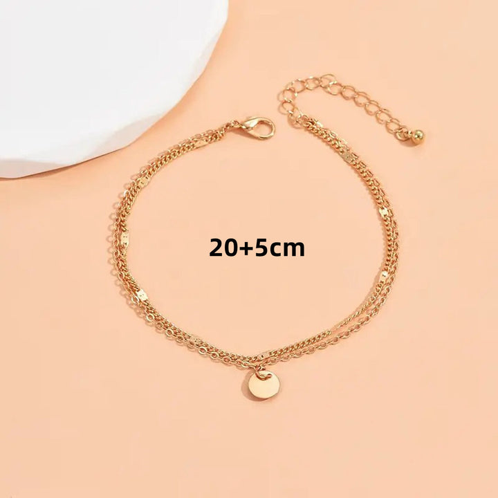 Gold Geschichteter Charm Fußkette Karnz