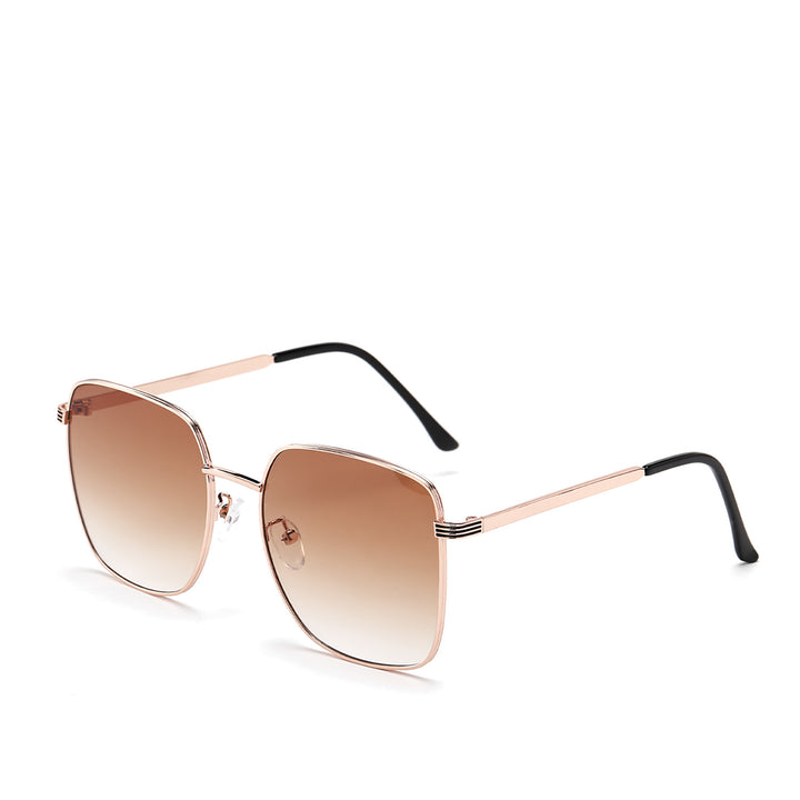Damen quadratische Sonnenbrille mit elegantem Metallrahmen und verspiegelten Gläsern Karnz