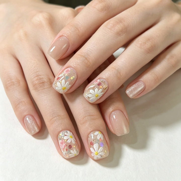 Floral Press-On Nagel Set Karnz