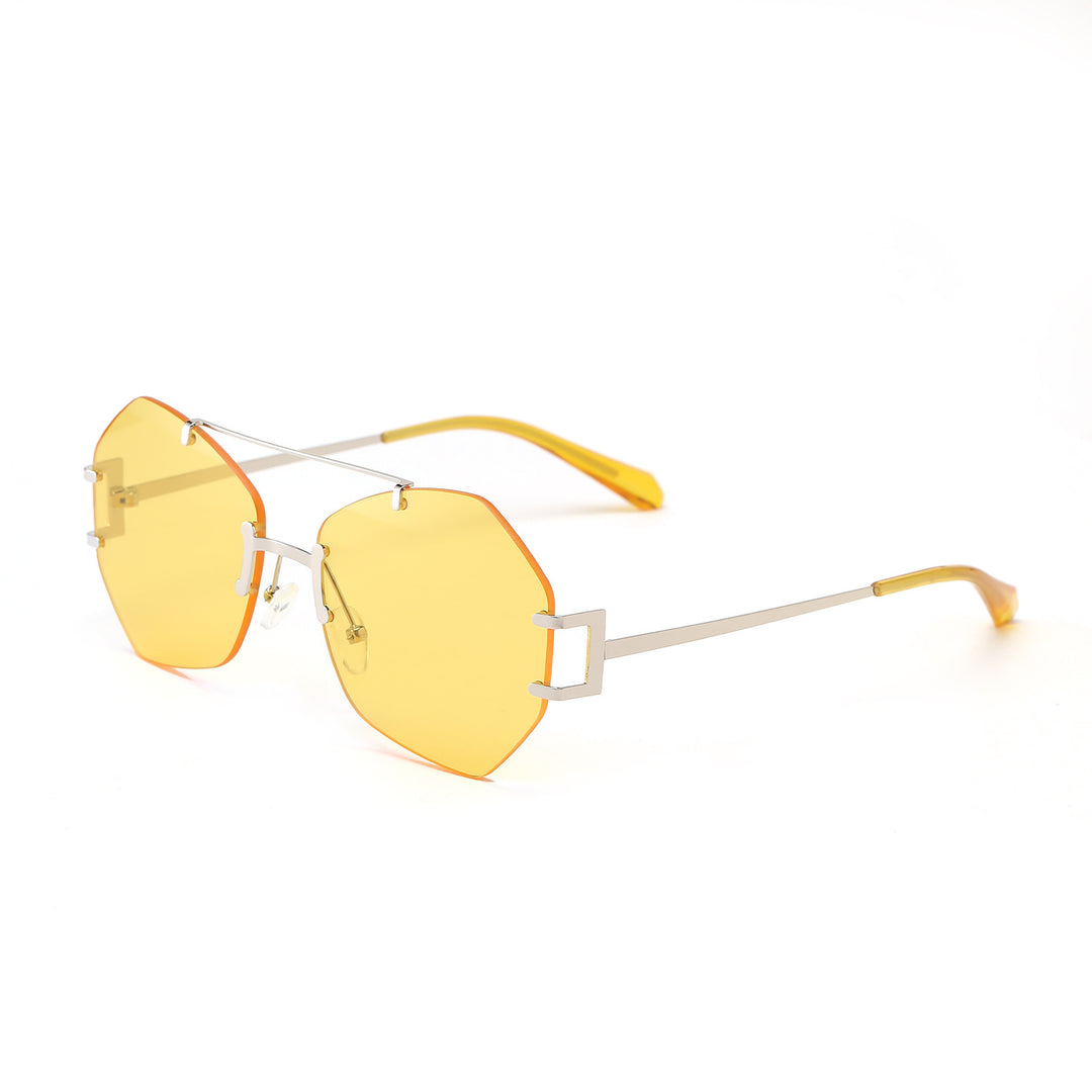Damen modische achtkantige Sonnenbrille mit filigranem Metallrahmen Karnz