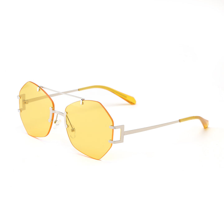 Damen modische achtkantige Sonnenbrille mit filigranem Metallrahmen Karnz