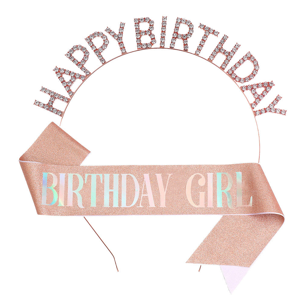 Damen Glitzernder Haarreif mit "Happy Birthday"-Aufschrift Karnz