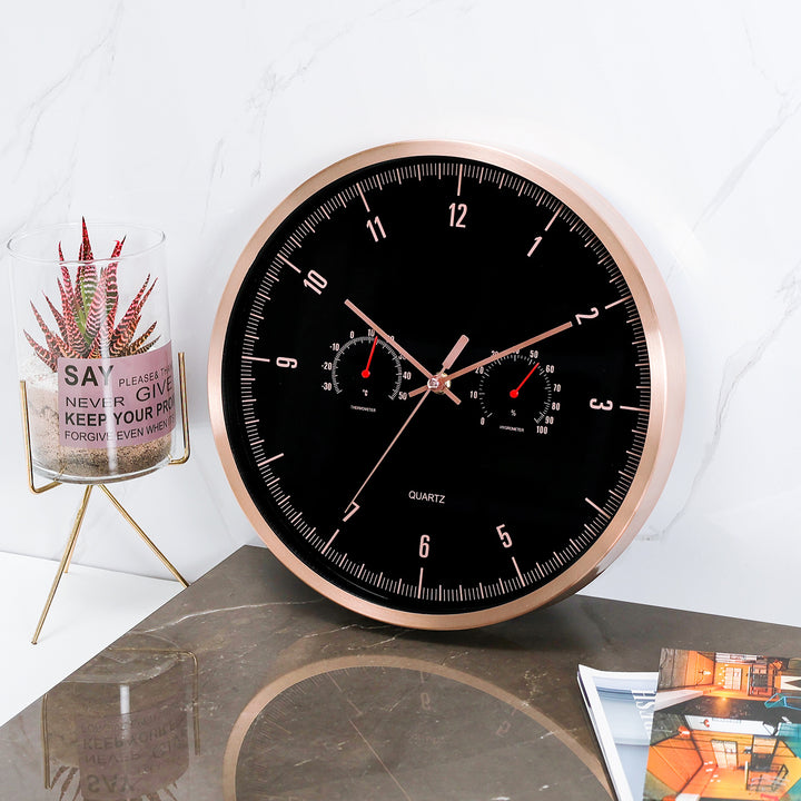 Funk-Wanduhr mit Thermometer und Hygrometer Karnz