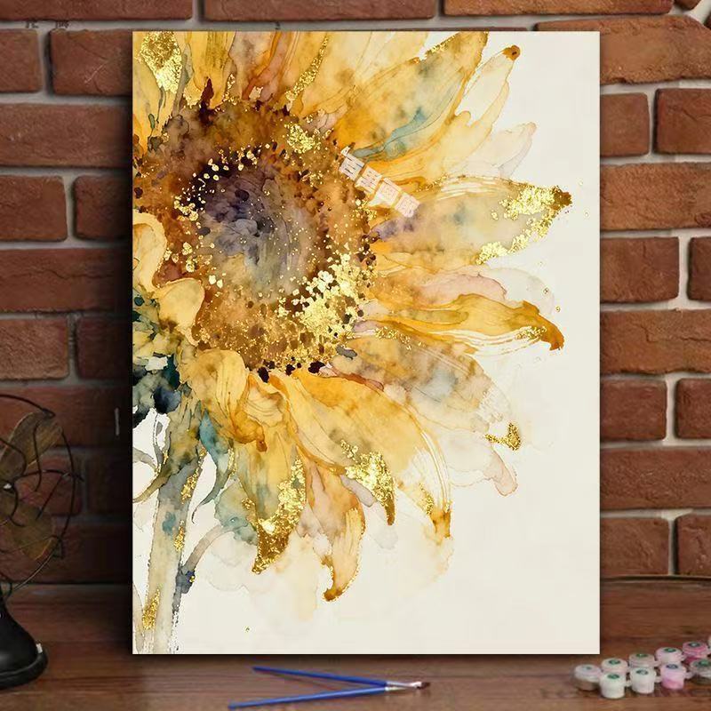 Elegante Sonnenblumen-Aquarell-Leinwandkunst Karnz