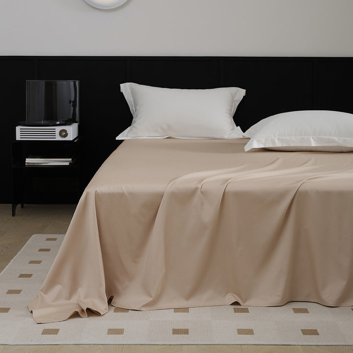 Glattes Bettlaken-Set aus Baumwollsatin mit edlem Fall