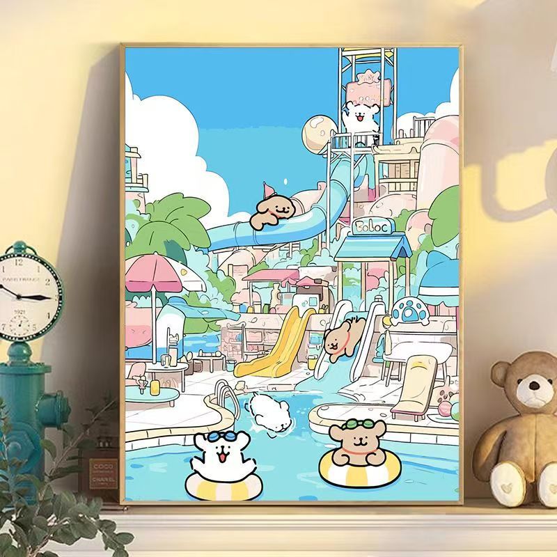 Verspielte Cartoon Hund Wandkunst Karnz