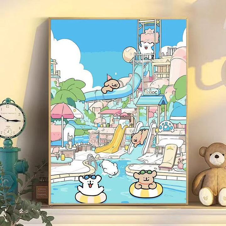Verspielte Cartoon Hund Wandkunst Karnz