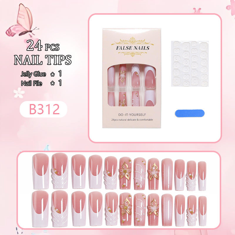 Kunstnagelset mit Eleganten 3D-Blütenakzenten Karnz