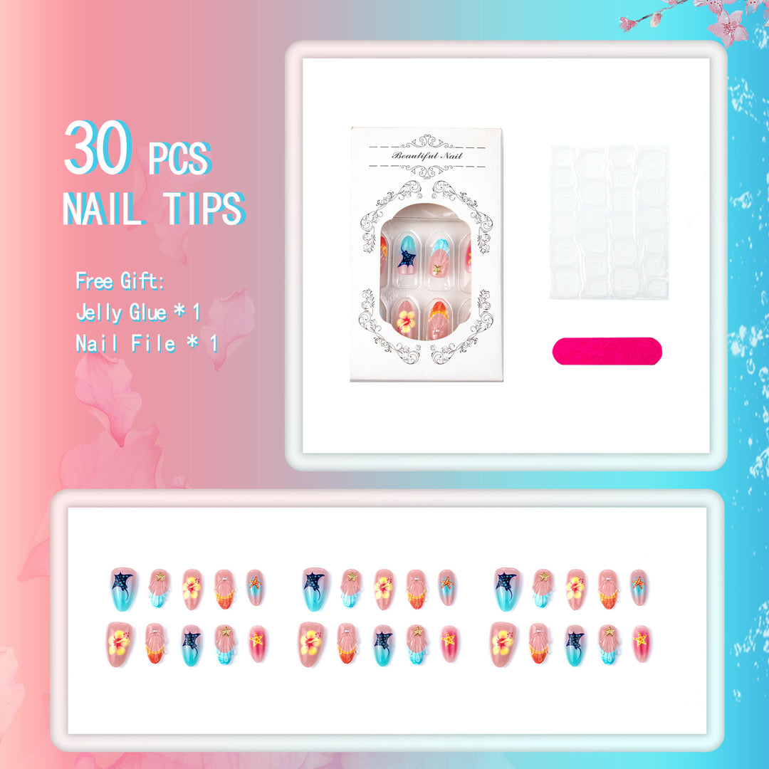 Tropisches vom Ozean inspiriertes Press-On Nagelset