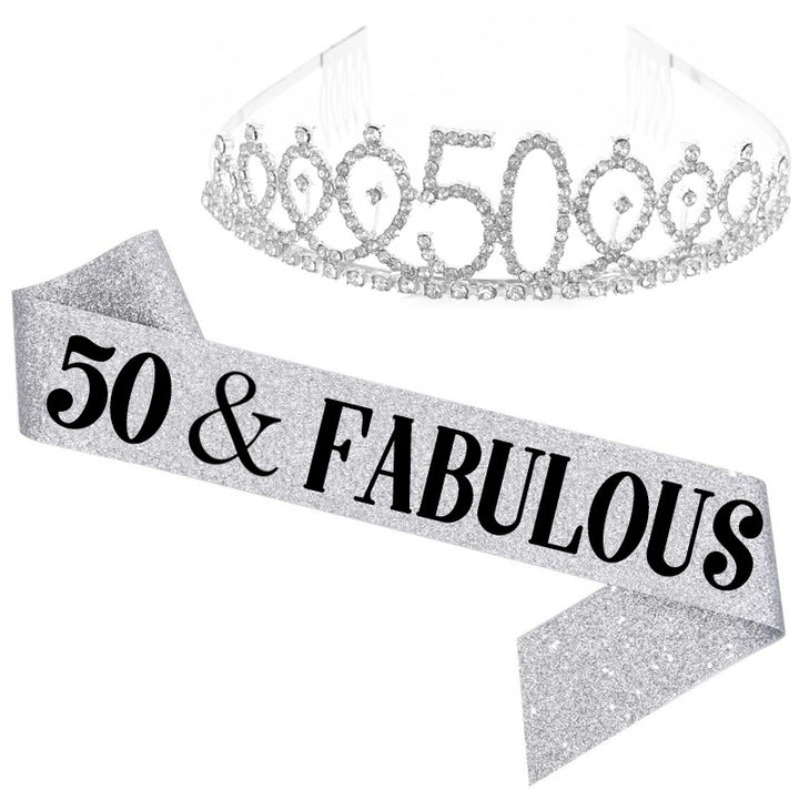 Mädchen Glitzernde Geburtstagskrone und Schärpe-Set Karnz