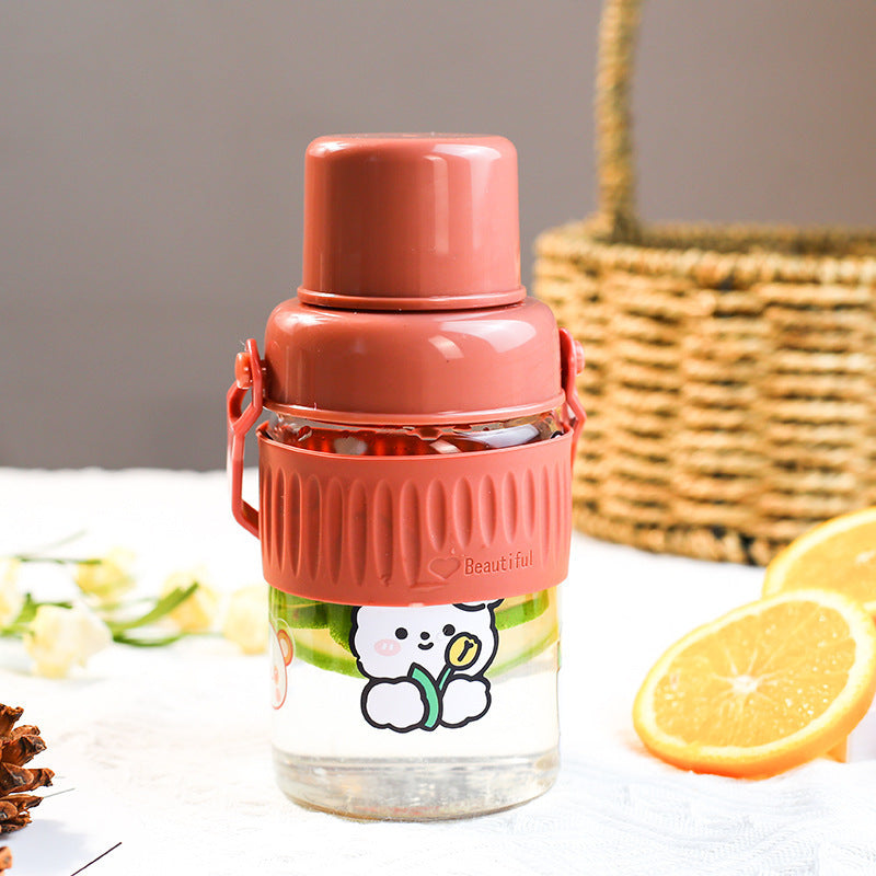 Damen trendige Glas-Trinkflasche mit praktischem Silikon-Schutz Karnz