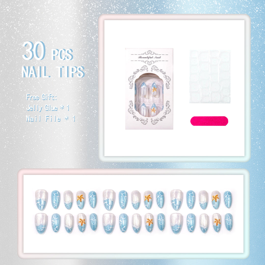 Ozean-inspiriertes Press-On Nagelkunst Set 1790738515
