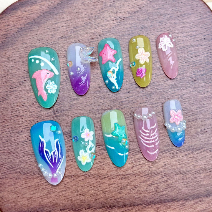 Blumen-Design Dekorative Press-On Nagelset