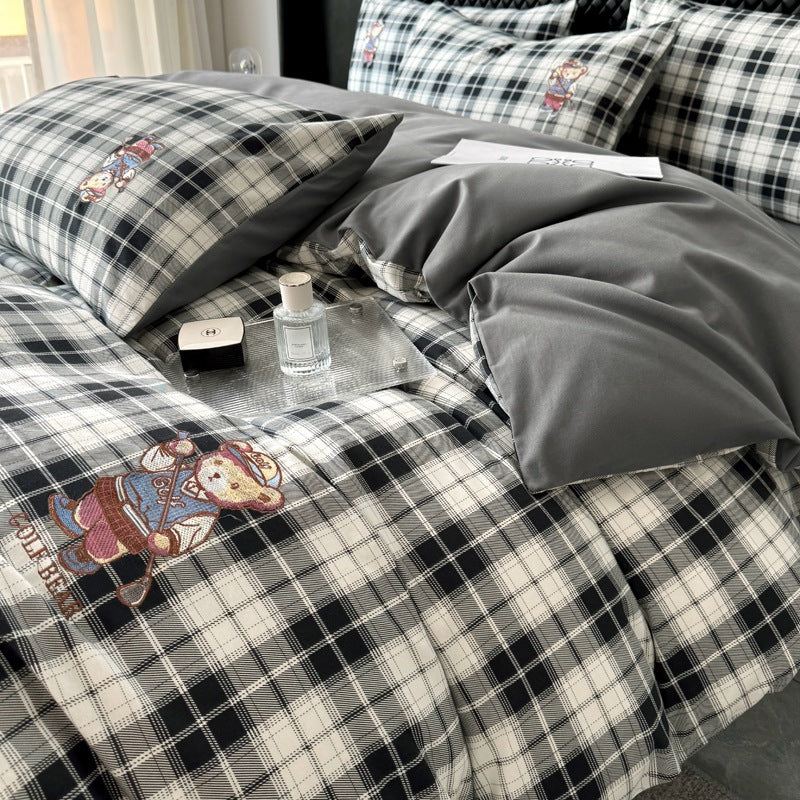Komfortverbessertes Karomodell Bettbezug Set