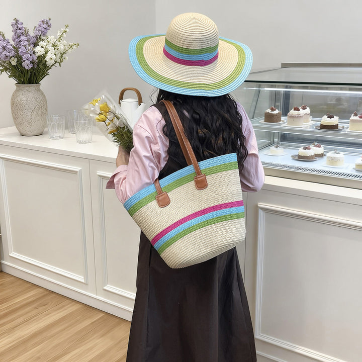Bunte Strohtasche Strandtasche Karnz