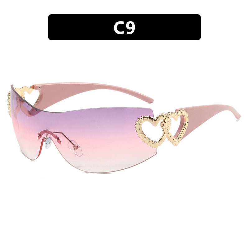 Damen Fashion-Sonnenbrille mit Herz-Applikationen Karnz