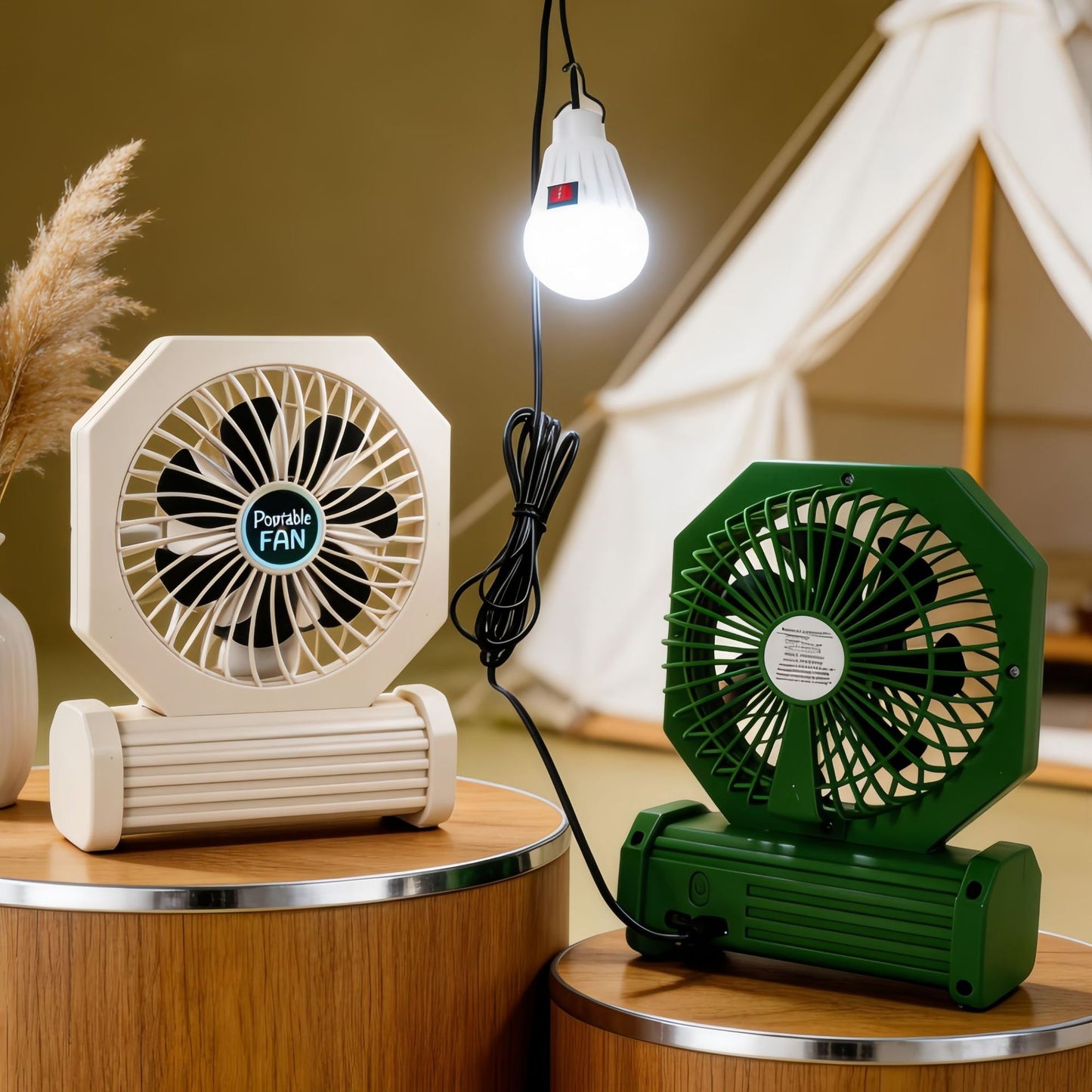 Damen Tragbarer Tischventilator mit USB-Anschluss und einer eleganten Holzbasis Karnz