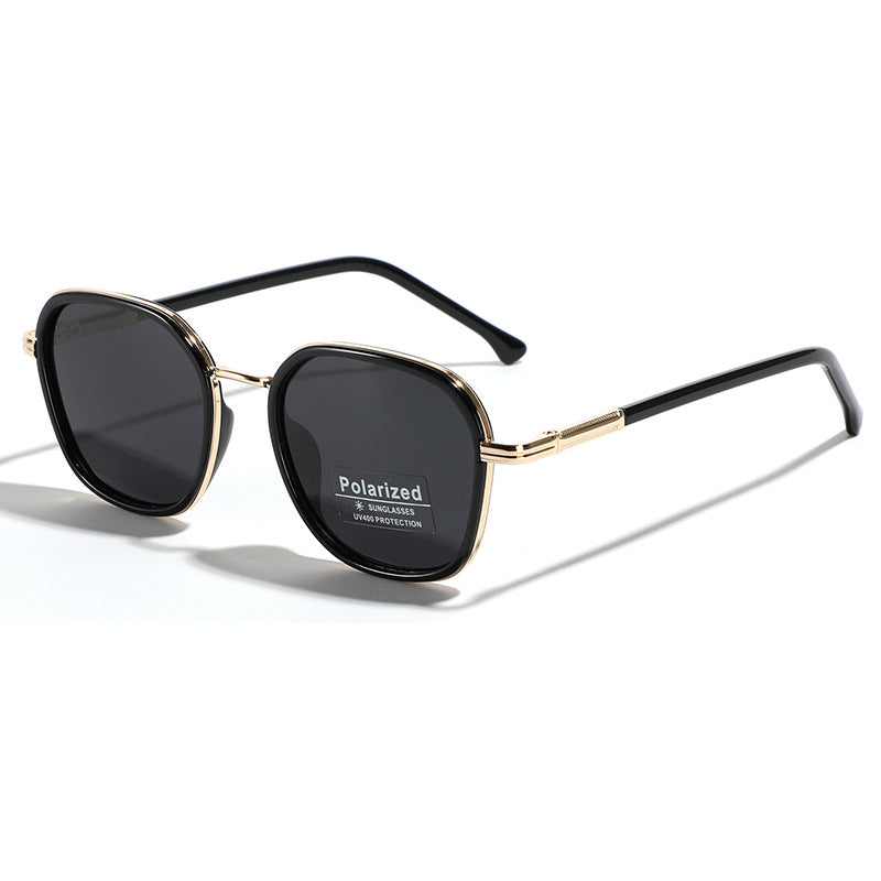 Damen geometrische polarisierte Sonnenbrille mit stilvollem Metallrahmen Karnz