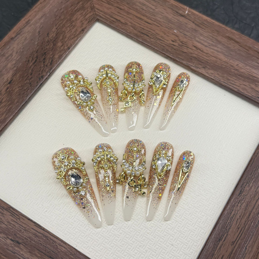 Glitzerndes dekoratives Press-On-Nagelkunst-Set
