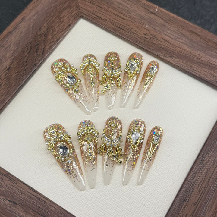 Glitzerndes dekoratives Press-On-Nagelkunst-Set