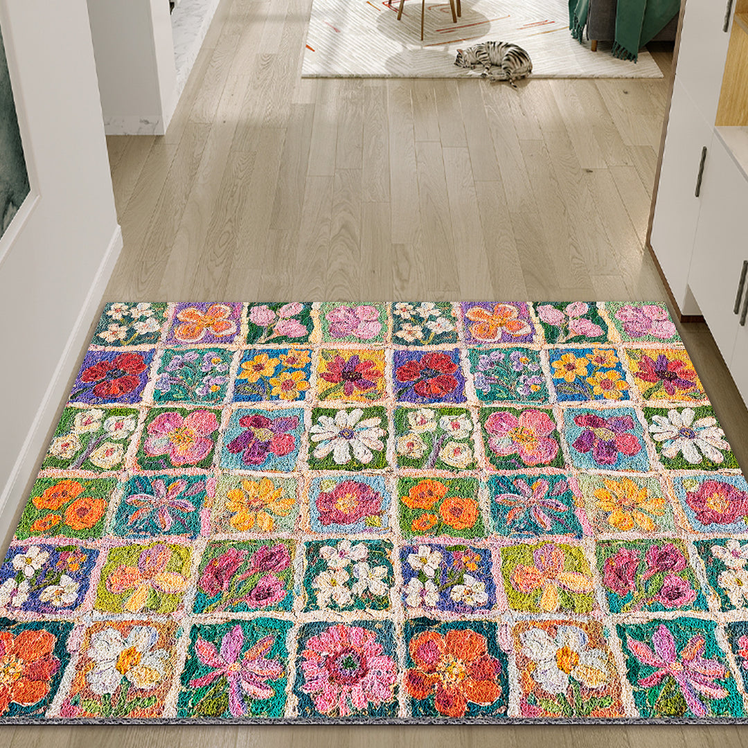 Buntes Florales Patchwork-Teppich Karnz