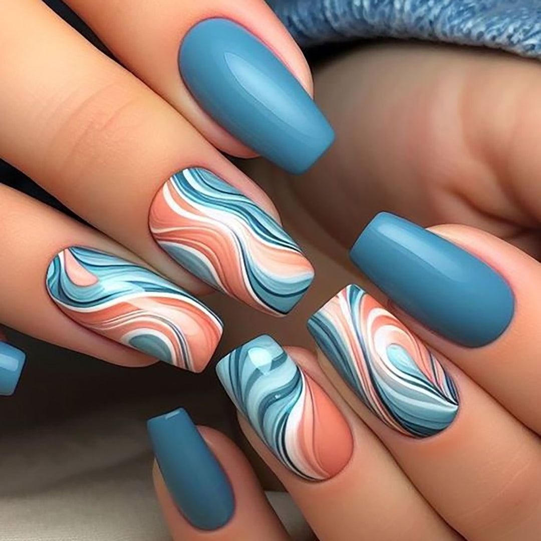 Marmor-Effekt Press-On Nagel Set Karnz