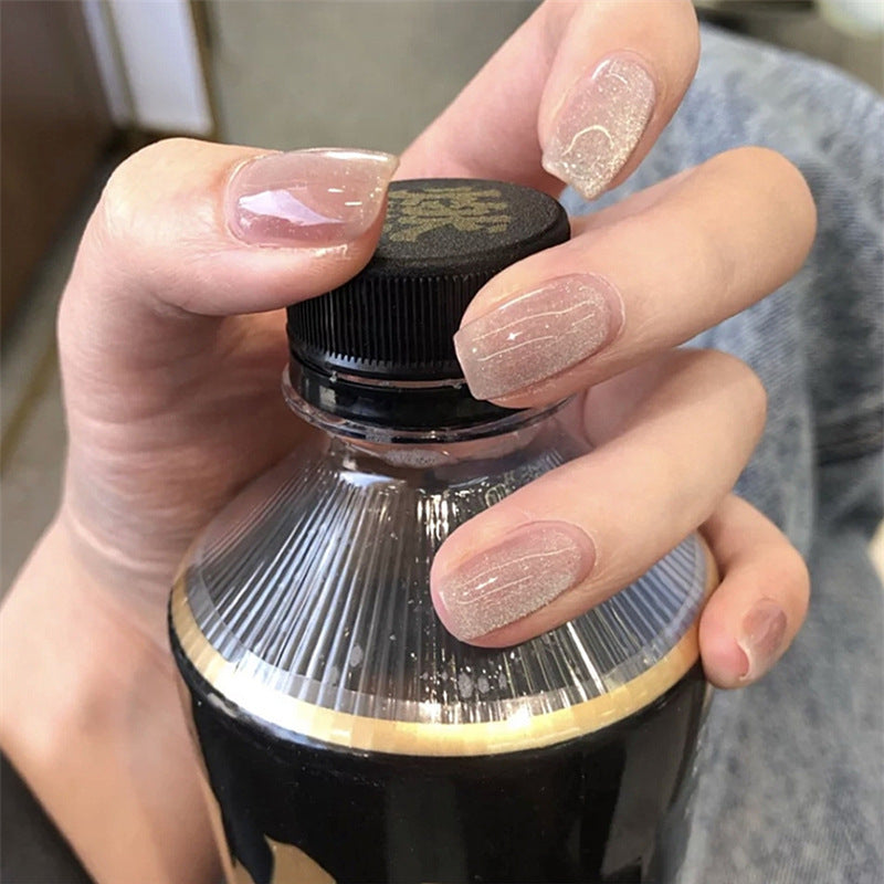 Glitzerndes Natürliches Finish Press-On Nagelset Karnz
