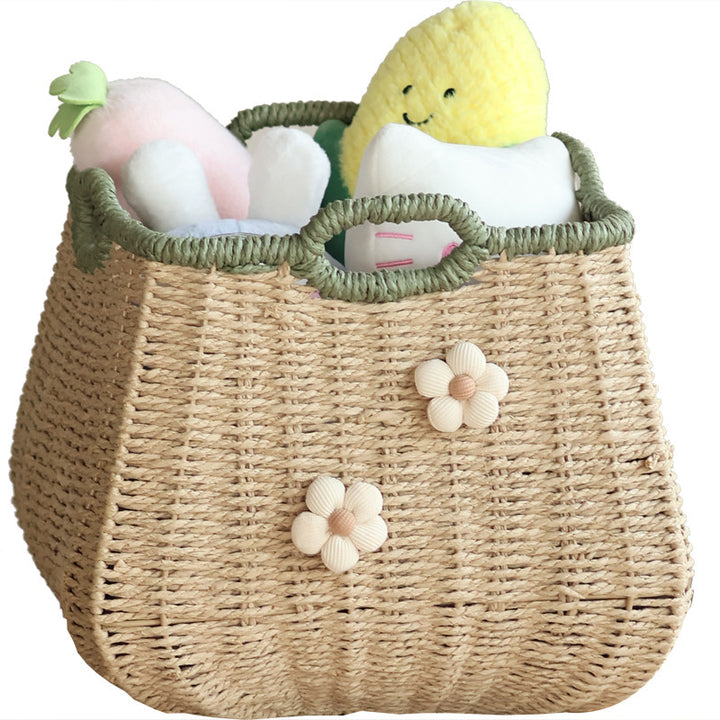 Handgefertigter Korb mit Blumenapplikation Karnz