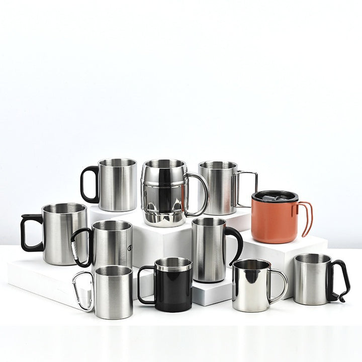 Damen Edelstahl Kaffee-Becher mit Karabiner Griff Karnz