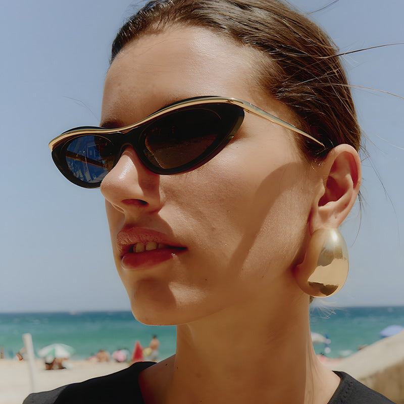 Damen Cat-Eye Sonnenbrille mit elegantem Metallrahmen Karnz