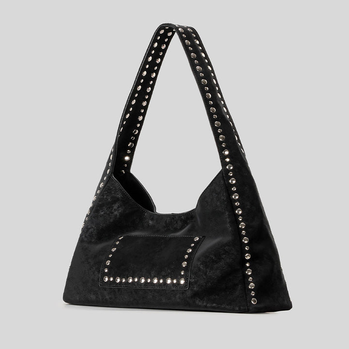 Nieten Wildleder Hobo Tasche