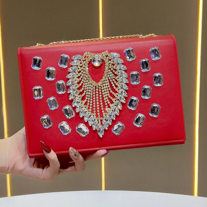 Dekorative mit Kristallen verzierte Abend-Clutch