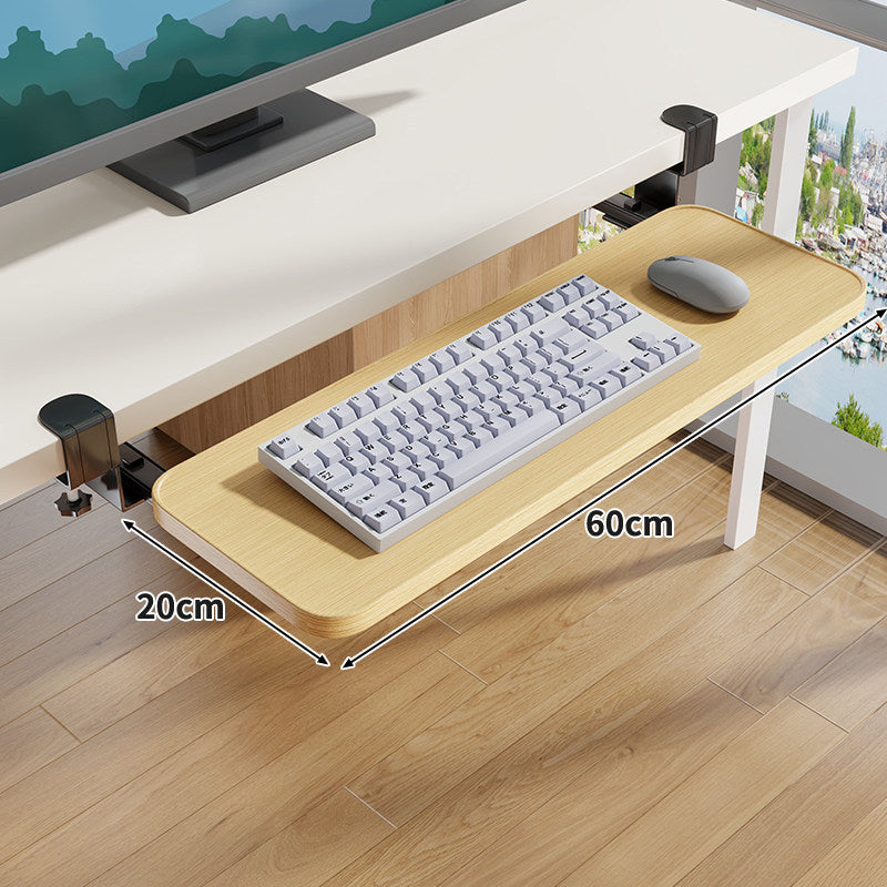 Unter-Desk Herausziehbare Tastaturablage mit Klemmbefestigung und ergonomischer Holzplatte
