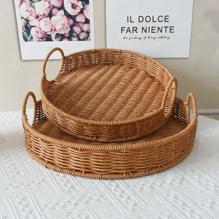 Runder Rattan Servierblech Karnz