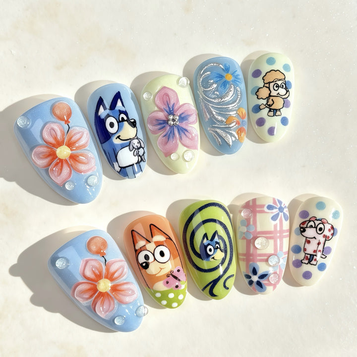 Verspieltes, von Cartoon inspiriertes Press-On Nagelkunstset