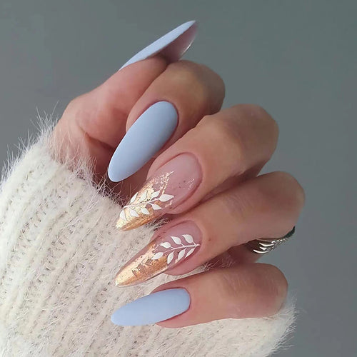 Künstliche Stiletto-Nägel mit elegantem Blatt-Design Karnz