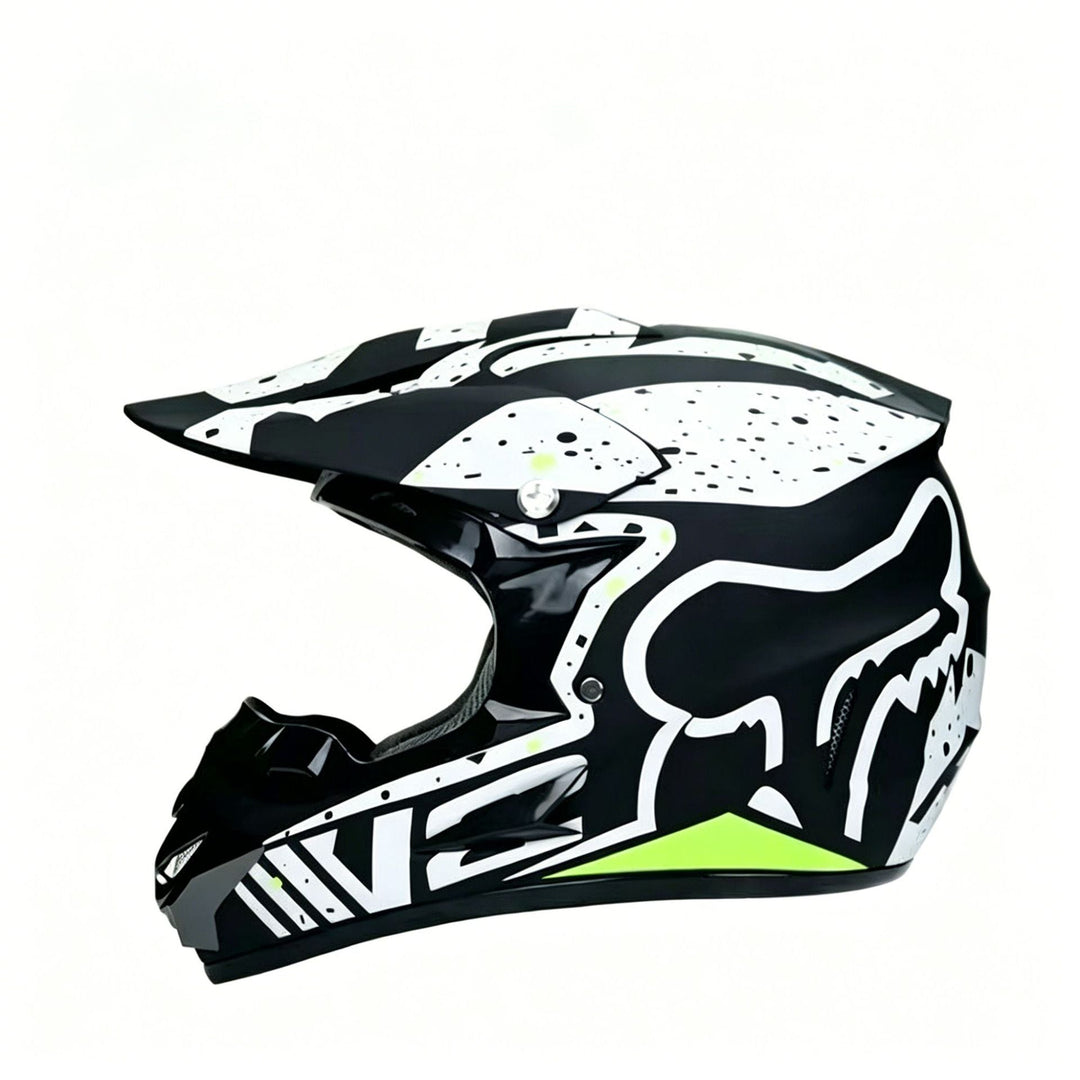 Vollgesicht-Motocross-Helm mit verlängertem Visier und verstärktem Kinnschutz Karnz