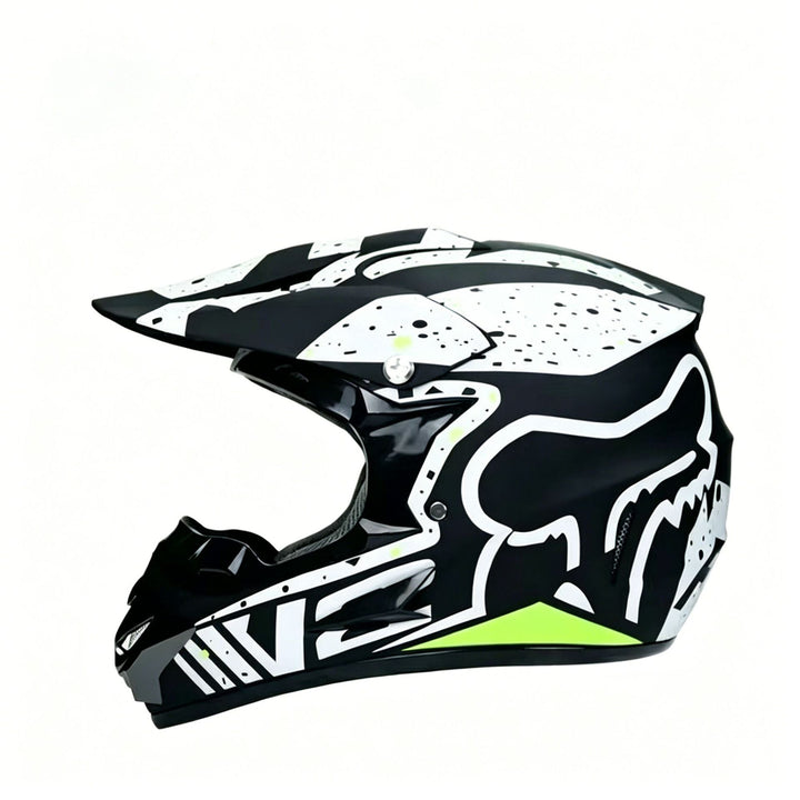 Vollgesicht-Motocross-Helm mit verlängertem Visier und verstärktem Kinnschutz Karnz