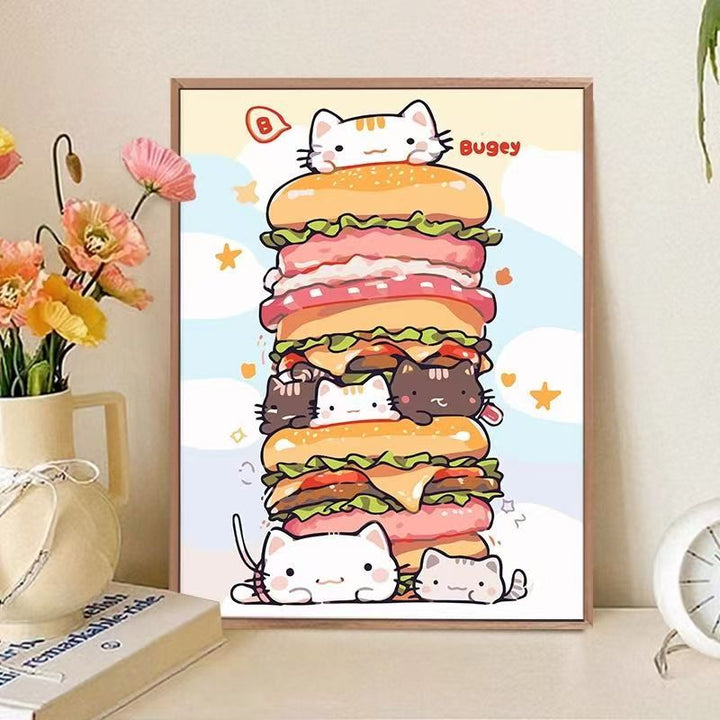 Verspielt katzenmotiviertes Food-Art-Druck Karnz