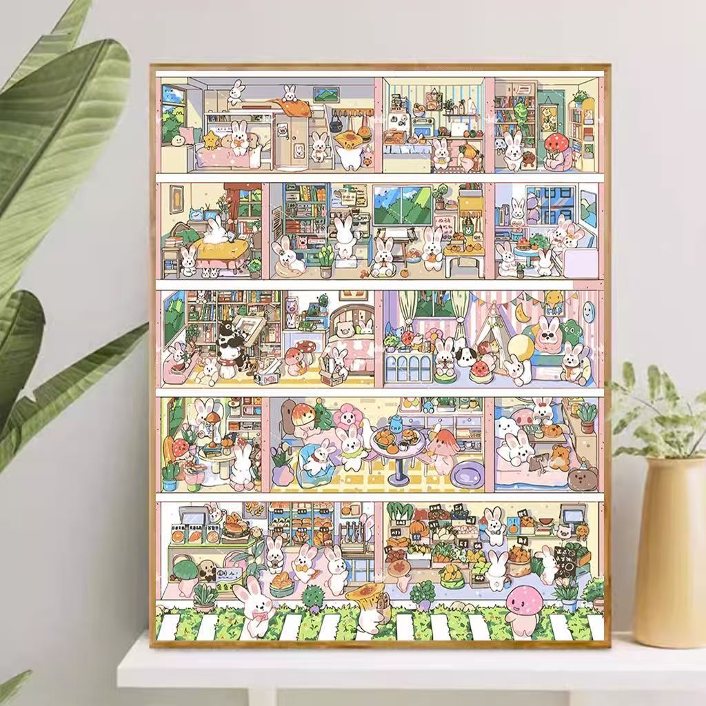 Verspielte Cartoon-Themen Kunstleinwand Karnz