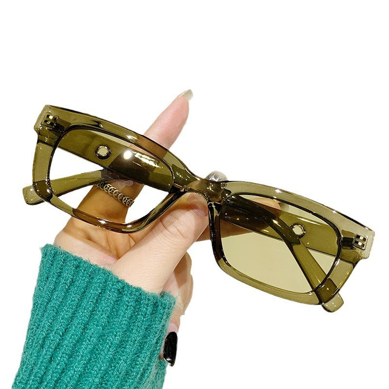 Damen moderne, geometrische Sonnenbrille mit stilvollem, robustem Rahmen Karnz