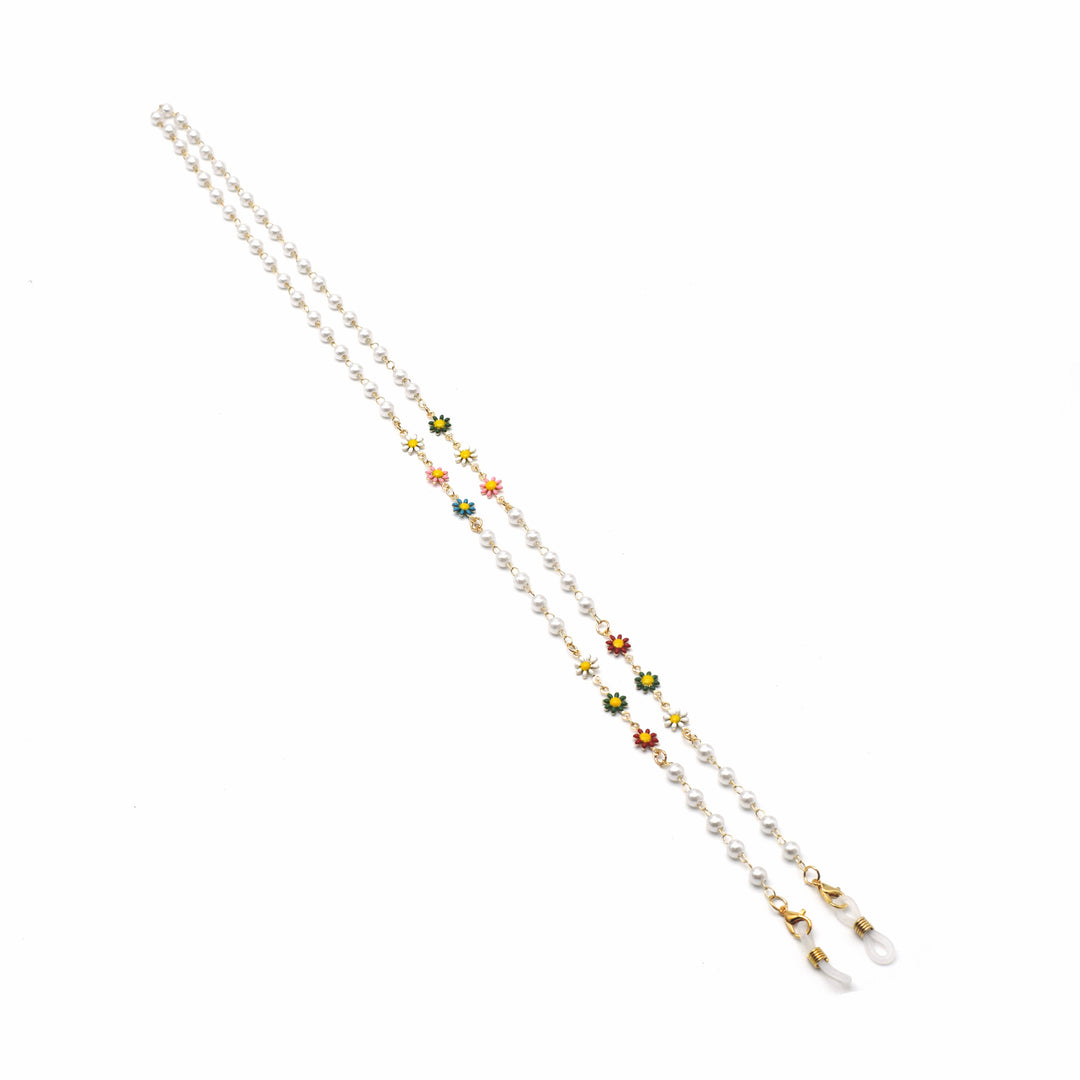 Elegante Perlen- und bunte Edelstein-Brillekette Karnz
