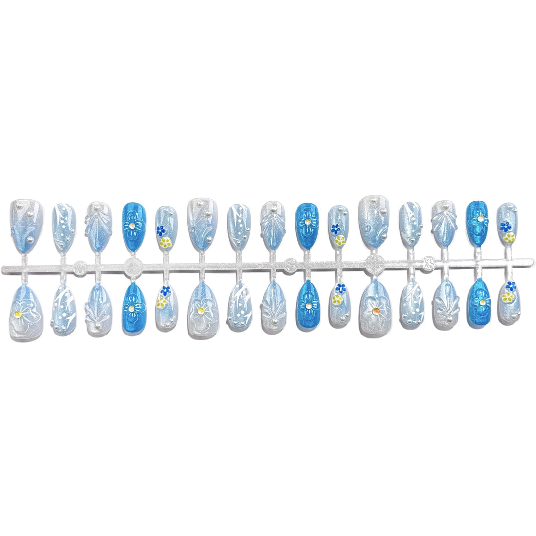 Lebendige Blumenmuster Press-On Nagelset
