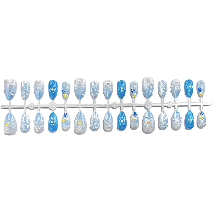 Lebendige Blumenmuster Press-On Nagelset