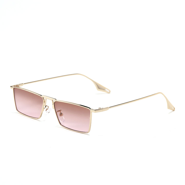 Damen elegante quadratische Sonnenbrille mit schmalem Metallrahmen und UV-Schutz Karnz