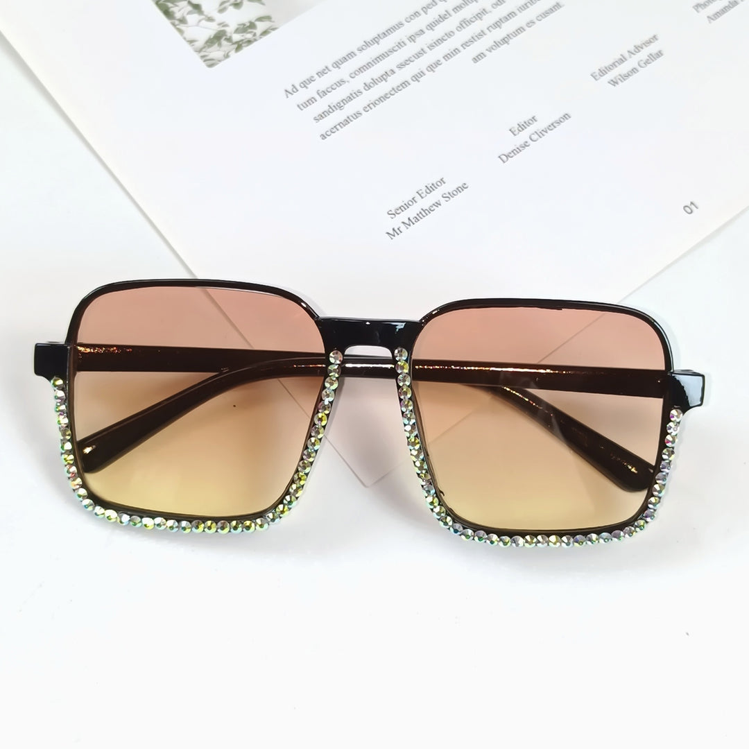 Damen Glamouröse Sonnenbrille mit funkelndem Strass-Besatz Karnz