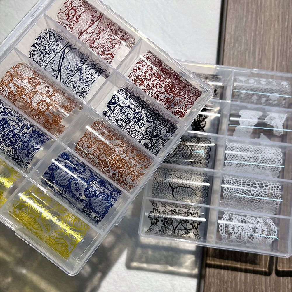 Dekorativer Spitzen-Nagelkunst-Band-Set